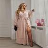 Udeniy Womens Trendy Summer Dresses Short Sleeve V Neck Boho Maxi Dress Flowy Lace Dress Floral Cocktail Dress with Belt view 3