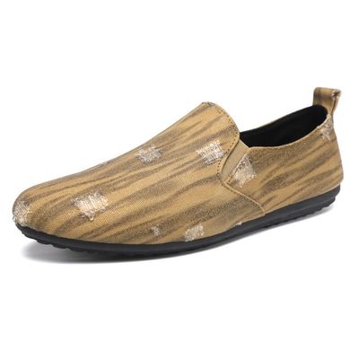 TAYGUM Mens Loafers Shoe Round Toe Faux Leather Loafer Shoes Lightweight Slip Resistant Flexible Outdoor Wedding Slip-on(Khaki,10)