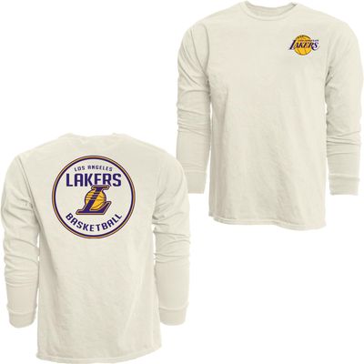 Los Angeles Lakers NBA Officially Licensed Long Sleeve T-Shirt Ringspun Front/Back Ivory, Medium
