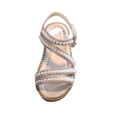 Toddler Flower Girl Sandals Girl Summer Dress Shoes Open Toe Little Girls Princess Dress up Clothes for Little Girls (Silver, 9.5 Little Child)