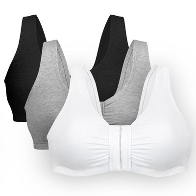 Bestform 5006014 Comfortable Unlined Wireless Cotton Stretch Sports Bra with Front Closure