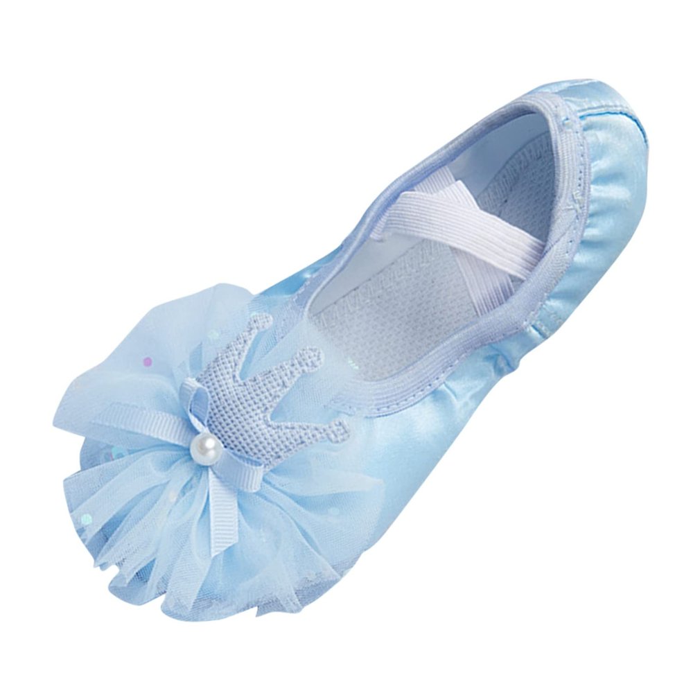 Ballet Shoes for Girls, Toddler Kids Satin Dance Practice Slippers Split Soft Princess Dress Shoes for Little Girls (Blue, 11 Little Child)