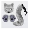 Faux Fur Fox Tail Cat Wolf Cosplay Costume Set Plush Mask Fluffy Paw Gloves Halloween Christmas Party for Girls Women (Dark Grey) view 2