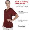 GUOER Scrub Top Unisex V-Neck Top Scrubs with 5 Pockets Wine-XS view 4