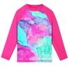 TFJH E 2PCS Girls Bathing Suits Long Sleeve Rash Guard Sets UPF 50+ Swimsuits HotPink Marble 104/110 view 2