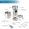10Pcs Camping Cookware Mess Kit Portable Stainless Steel Folding Wood Stove Pot Pan Set Bowls Spoon Tableware Cooking Set view 3