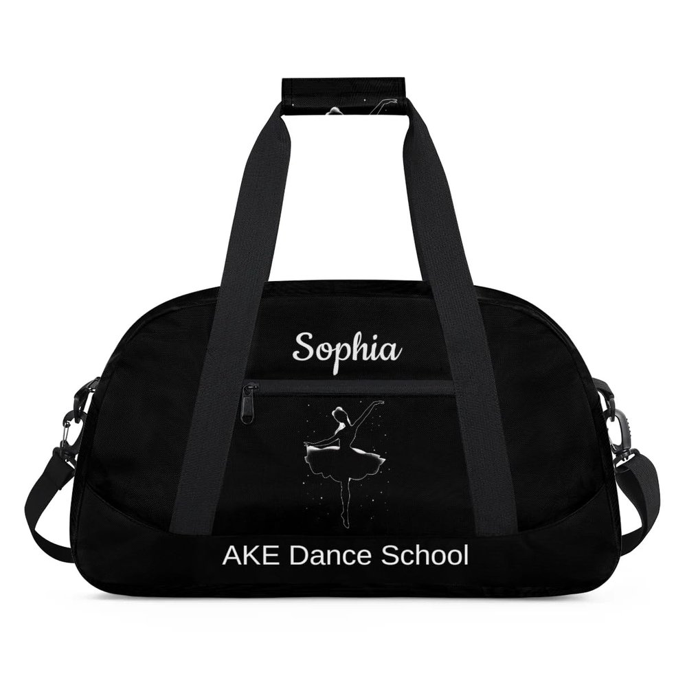 Dance-Tote-Bag for-Girls-Kids Personalized-Kids-Duffel-Bag Black Gym Bag with-Name Small Black-Dance-Bag for Girls Luggage Bags