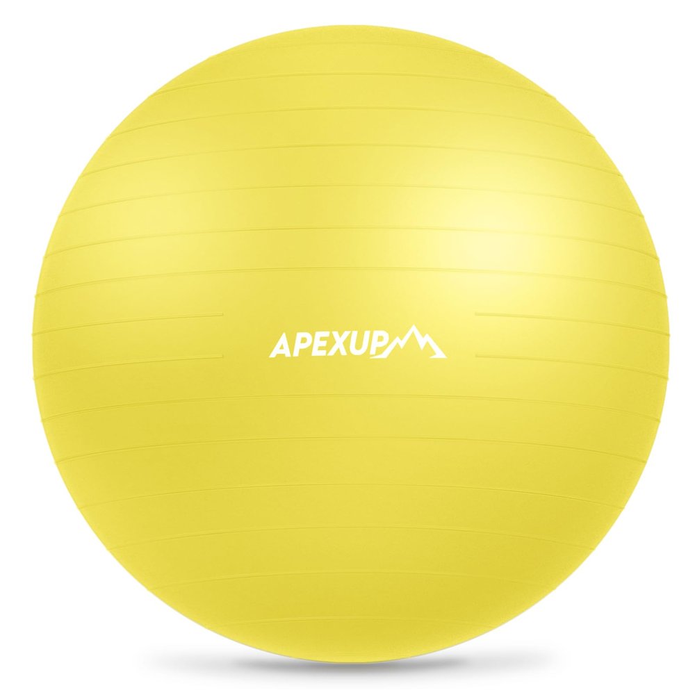 APEXUP Yoga Ball Exercise Ball, Anti Slip Stability Ball Chair, Heavy Duty Large Gym Ball for Fitness, Balance, Core Workout and Physical Therapy (XL (27"~30") 75cm, Yellow)