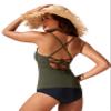 CRZ YOGA Tankini Tops for Women Crossover Adjustable Tie Back Bathing Suits Swimsuit Only No Bottom Padded Dark Olive Large view 2