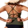 CRZ YOGA Tankini Tops for Women Crossover Adjustable Tie Back Bathing Suits Swimsuit Only No Bottom Padded Dark Olive Large view 4