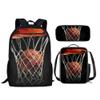 HUGS IDEA Boys Backpack Set Basketball Going Through the Net School Bags Set Kids 3 Pcs Backpack Bookbag with Lunch Box and Pencil Case view 1