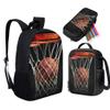 HUGS IDEA Boys Backpack Set Basketball Going Through the Net School Bags Set Kids 3 Pcs Backpack Bookbag with Lunch Box and Pencil Case view 2