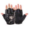 EINCORN Half Finger Punk Rivets PU Leather Gloves Black Biker Gloves with Metal Chain for Motorcycles Fingerless Dancing Mittens
