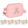 COSHAYSOO Pink Belt Bag Fanny Pack Crossbody Travel Essential Stuff Trendy Birthday Easter Gifts for 4 5 6 7 8 9 10 11 12 Year Old Little Big Girls Monogrammed Cute Presents Initial Letter A view 1