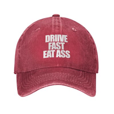 Drive Fast Eat Ass Hats Adjustable Denim Trucker Dad Hat Summer Beach Washed Vintage Baseball Cap