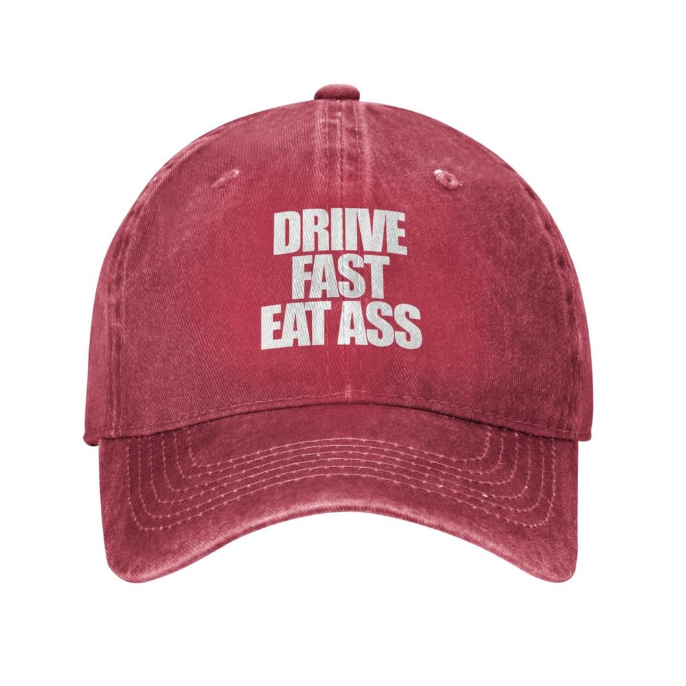 Drive Fast Eat Ass Hats Adjustable Denim Trucker Dad Hat Summer Beach Washed Vintage Baseball Cap