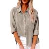 asntrgd Womens Long Sleeve Button Down Shirts 2024 Fall Casual Cotton Linen Blouses Beach Comfy Tunic Tops with Pocket view 1