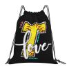 Braytow Initials Drawstring Backpack Black Cinch Bags Foldable Sports Gym Sackpack For Men Women (Softball Letter T) view 1