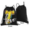 Braytow Initials Drawstring Backpack Black Cinch Bags Foldable Sports Gym Sackpack For Men Women (Softball Letter T) view 2