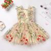 ODASDO Kids Tutu Tulle Floral Embroidery Princess Dress Birthday Party Outfit Flower Girls Wedding Guest Pageant Graduation Dress Child Summer Puffy Knee Length Dresses Photoshoot Light Yellow 7-8Y view 2