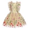 ODASDO Kids Tutu Tulle Floral Embroidery Princess Dress Birthday Party Outfit Flower Girls Wedding Guest Pageant Graduation Dress Child Summer Puffy Knee Length Dresses Photoshoot Light Yellow 7-8Y view 3
