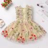 ODASDO Kids Tutu Tulle Floral Embroidery Princess Dress Birthday Party Outfit Flower Girls Wedding Guest Pageant Graduation Dress Child Summer Puffy Knee Length Dresses Photoshoot Light Yellow 7-8Y view 4