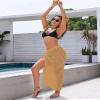 Bsubseach Womens Crochet Cover Up Skirt 2025 Knit Drawstring Long Coverups for Swimwear Elastic Waist Beach Wrap Khaki view 2