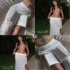 Bsubseach Womens Crochet Cover Up Skirt 2025 Knit Drawstring Long Coverups for Swimwear Elastic Waist Beach Wrap Khaki view 3