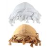 Agturber 2pcs Turban for Men Women Satin Lined Durag Head Wrap Vintage Modal Twist Halo Turban with Tassel(Khaki,White) view 1