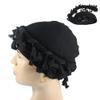 Agturber 2pcs Turban for Men Women Satin Lined Durag Head Wrap Vintage Modal Twist Halo Turban with Tassel(Khaki,White) view 2