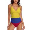 Adugen Origei One-Piece Swimsuit Women Colombia Flag Sexy Bathing Suits Beach Bikini 2XL view 1