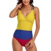 Adugen Origei One-Piece Swimsuit Women Colombia Flag Sexy Bathing Suits Beach Bikini 2XL view 4