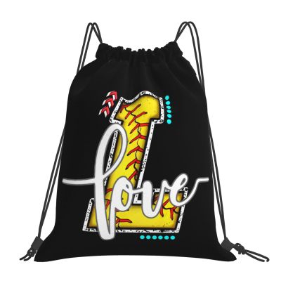 Braytow Initials Drawstring Backpack Black Cinch Bags Foldable Sports Gym Sackpack For Men Women (Softball Letter L)