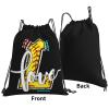 Braytow Initials Drawstring Backpack Black Cinch Bags Foldable Sports Gym Sackpack For Men Women (Softball Letter L) view 2