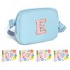 COSHAYSOO Blue Belt Bag Fanny Pack Crossbody Travel Essential Stuff Trendy Birthday Christmas Gifts for 4 5 6 7 8 9 10 11 12 Year Old Little Big Girls Monogrammed Cute Presents Initial Letter E view 1