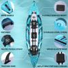 Angler 14'6" Inflatable Fishing Kayak with Drop Stitch Floor 2-3 Person Adult Blow up Kayaks Foldable Pedal Boat Canoe, Blue view 3