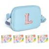 COSHAYSOO Crossbody Belt Bag Blue Fanny Pack for Girls Personalized 6 7 8 9 10 11 12 Year Old Teen Girl Birthday Gifts for Daughter Sister Preteen Trendy Stuff Travel Essentials Initial Letter L view 1