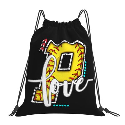 Braytow Initials Drawstring Backpack Black Cinch Bags Foldable Sports Gym Sackpack For Men Women (Softball Letter P)