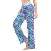 ALAZA Mermaid Blue Fish Scales Women's Comfy Pajama Pants Sleepwear Wide Leg Drawstring Bottoms S view 3