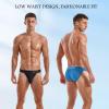 JOCKMAIL 2Pack/PCS Mens Briefs Underwear Breathable Mesh Low Waist Comfort Underwear Briefs Men Underpants (US, Alpha, X-Large, Regular, Regular, Black+Blue) view 2