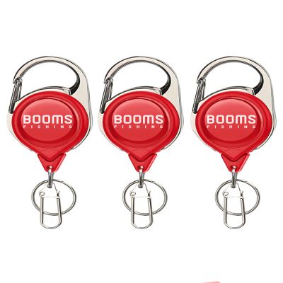 Booms Fishing RG1 Fly Fishing Zinger Retractor, 3pcs Red Retractable Keychain