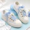 WEGOODZF Lace Shoelaces, 2 Pairs 3CM Wide Lacy Shoe Laces for Sneakers, 43 inch Light Blue Women Lace Shoes Strings view 2