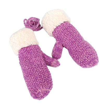 RIEJIN Child Gloves, Autumn And Winter Outdoor Knitting Keep Warm Boys And Girls (1-10 Years Old) Mittens2 Sizes, 4 Colors(Purple,1-4)