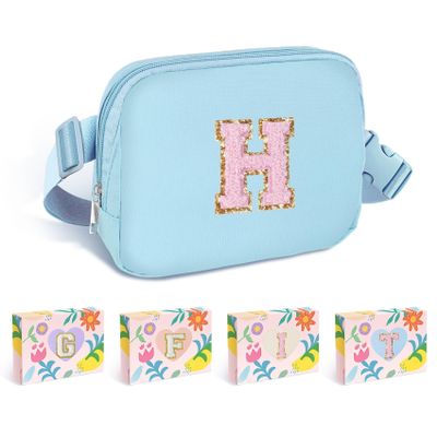 COSHAYSOO Crossbody Belt Bag Blue Fanny Pack for Girls Personalized 6 7 8 9 10 11 12 Year Old Teen Girl Birthday Gifts for Daughter Sister Preteen Trendy Stuff Travel Essentials Initial Letter H