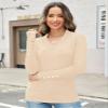 AKEWEI Women's Cream Sweaters Casual V Neck Long Sleeve Pullover Tops Cashmere Knit Fall Clothes(Apricot,Small) view 4