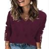 AKEWEI Sweater Women V Neck Long Sleeve Tops Christmas Clothes 2025 Cashmere Pullover Shirts(Burgundy,Large) view 1