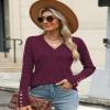 AKEWEI Sweater Women V Neck Long Sleeve Tops Christmas Clothes 2025 Cashmere Pullover Shirts(Burgundy,Large) view 3
