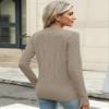 AKEWEI Ladies Sweaters V Neck Long Sleeve Top Knit Buttons Chocolate Brown Fall Clothes Fashion 2025(Khaki,XL) view 4