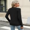 AKEWEI Women's Fall Sweaters V Neck Casual Long Sleeve Tops Shirts Ribbed Buttons Pullover(Black,Medium) view 4