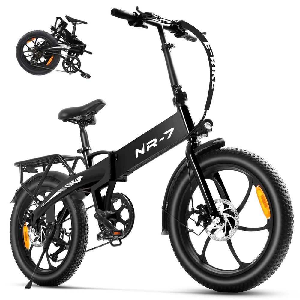 20" Folding Electric Bike for Adults | Lightweight Foldable Electric Bicycle - Weighs Only 45lbs | 500W Brushless Motor | 40+ Mile Range | 21mph Speed - Class 2 Fat Tire Ebike, Black